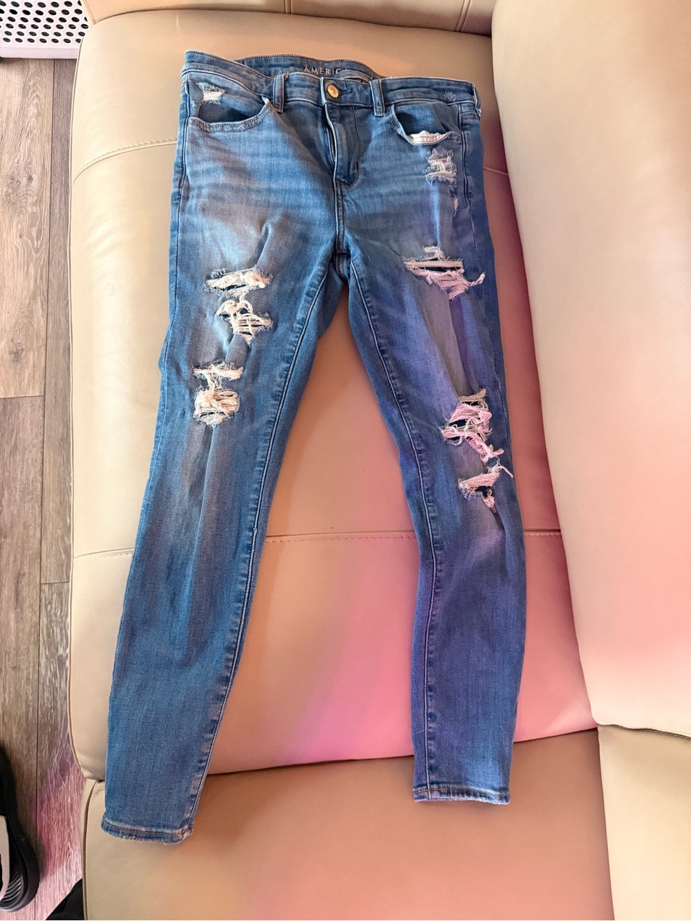 American eagle distressed Blue Women's Skinny Jeans size 8 SHORT